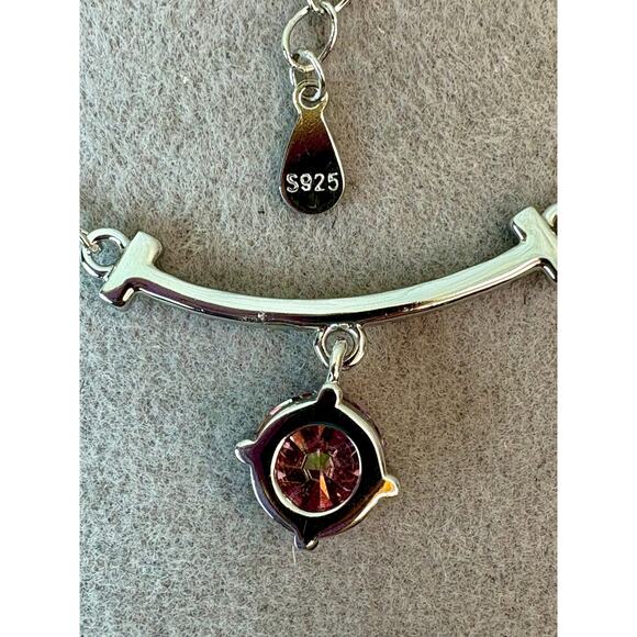 NEW 1ct Pink Sakura Moissanite on 16-18" 925 Silver Necklace - Picture 6 of 7